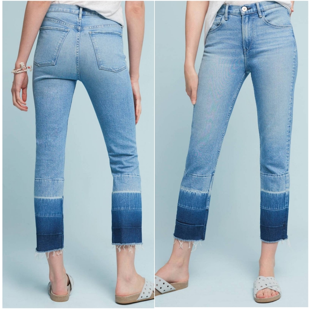 3x1 NYC Spectrum High-Rise Straight Cropped Jeans Size 29 Blue Ombre Wash